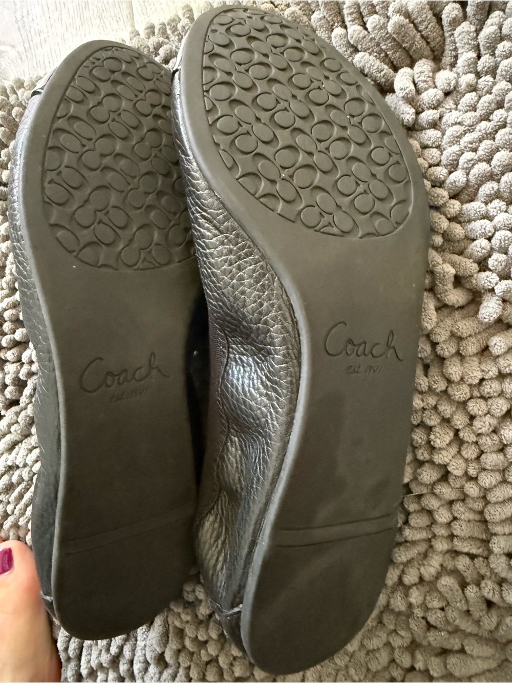 Coach Black Leather Cap-Toe Ballet Flats - Picture 3 of 4